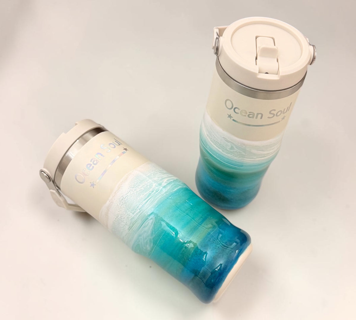 Ocean Soul Coastal Wave Tumbler – Turquoise Ocean & Sandy Beach Design