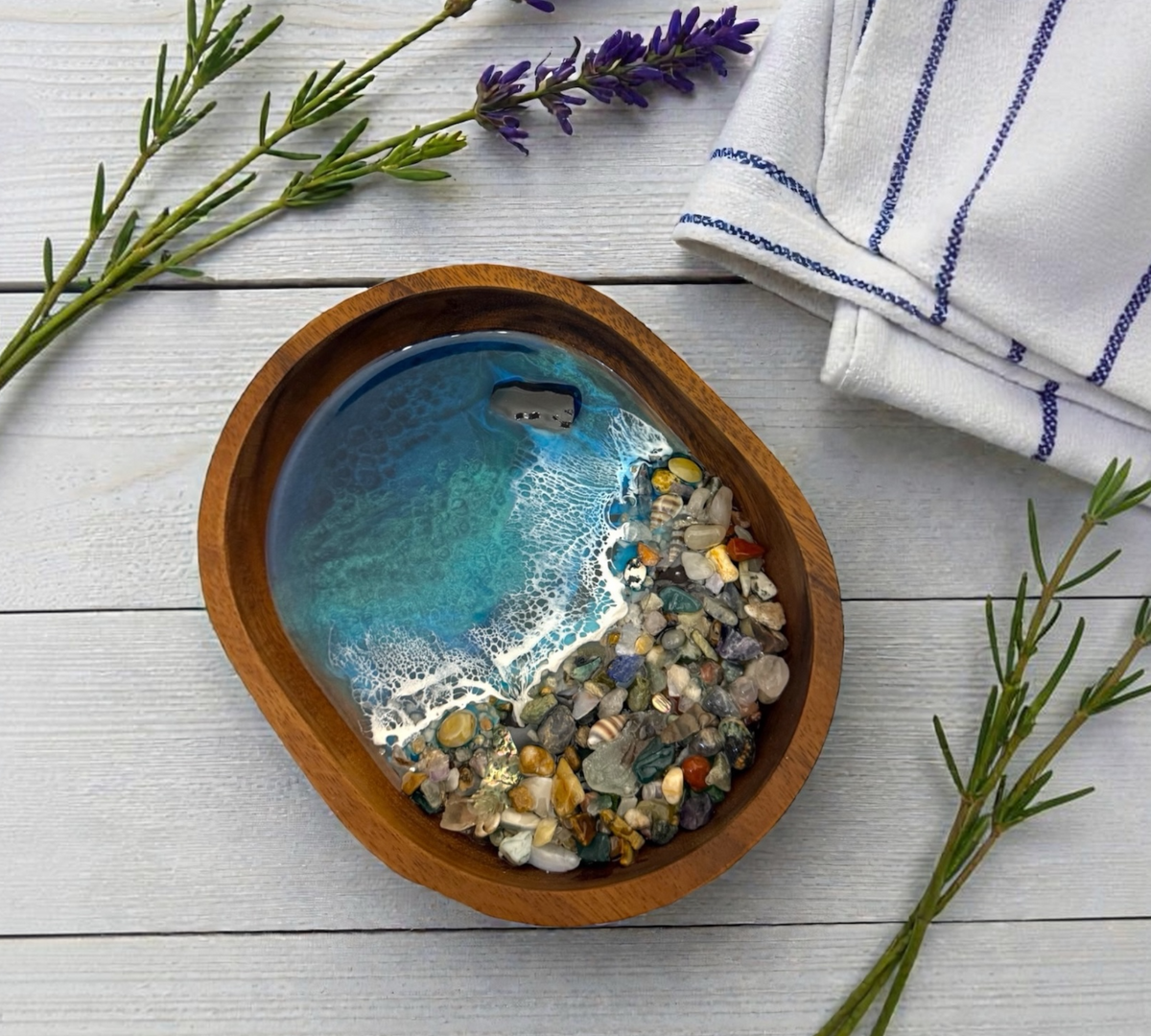 Handmade Ocean Waves Trinket Dish – Coastal Jewellery & Keepsake Tray