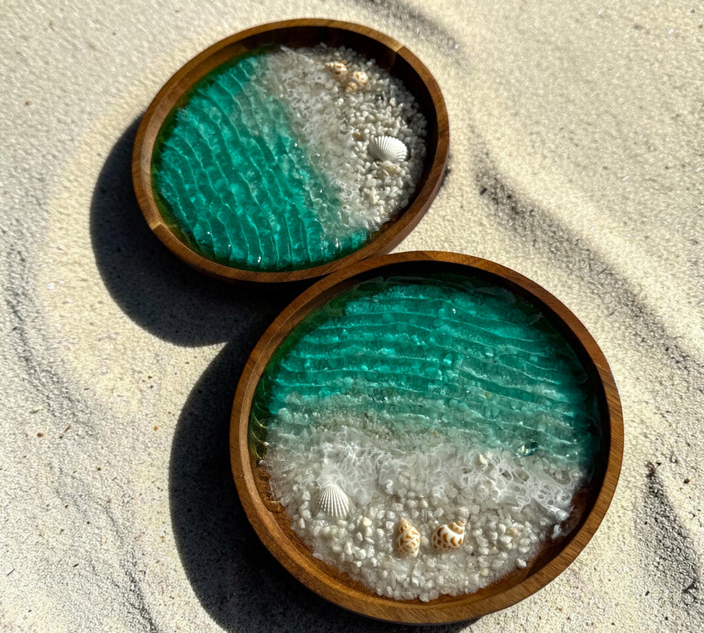 Handmade Tropical Ripple Effect Resin Trinket Tray – Ocean Wave Jewellery Dish