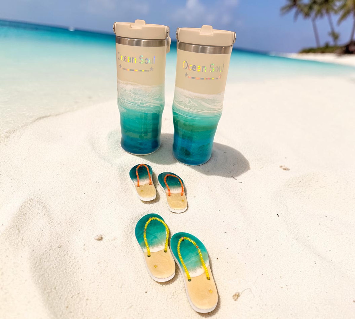 Ocean Soul Coastal Wave Tumbler – Turquoise Ocean & Sandy Beach Design