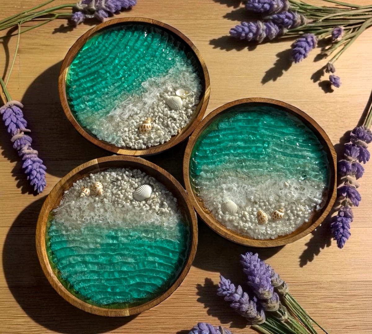 Handmade Tropical Ripple Effect Resin Trinket Tray – Ocean Wave Jewellery Dish