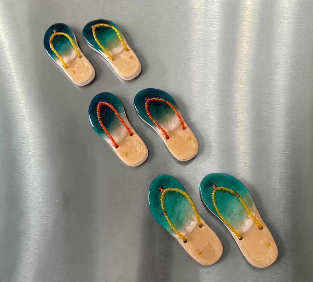 Tropical flip-flop fridge magnets/ Coastal magnets