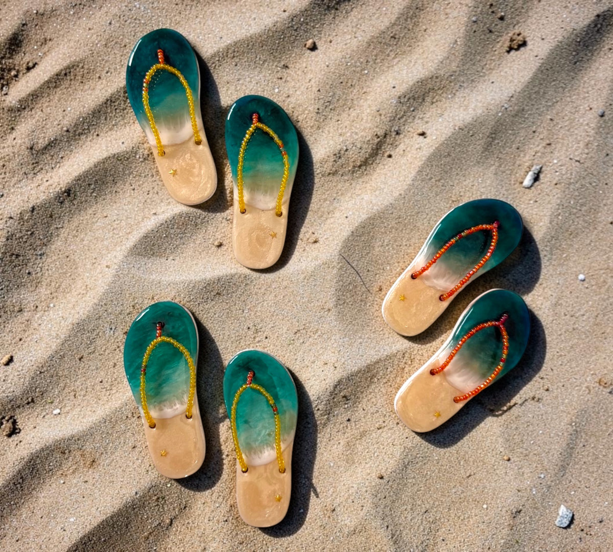 Tropical flip-flop fridge magnets/ Coastal magnets