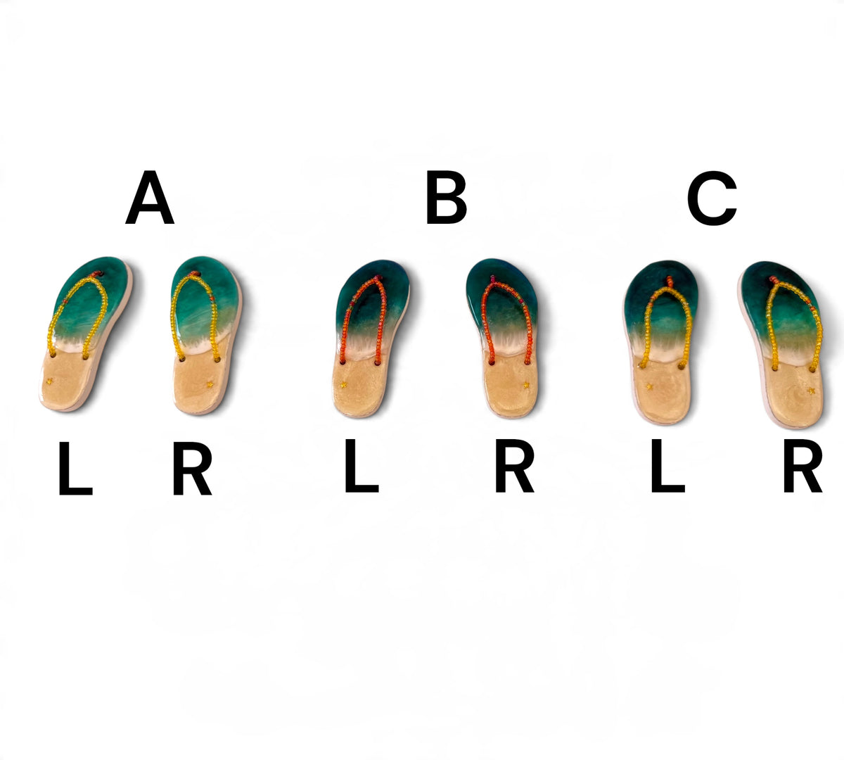 Tropical flip-flop fridge magnets/ Coastal magnets