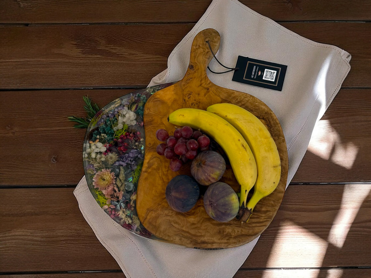 Floral & Olive Wood Serving Board