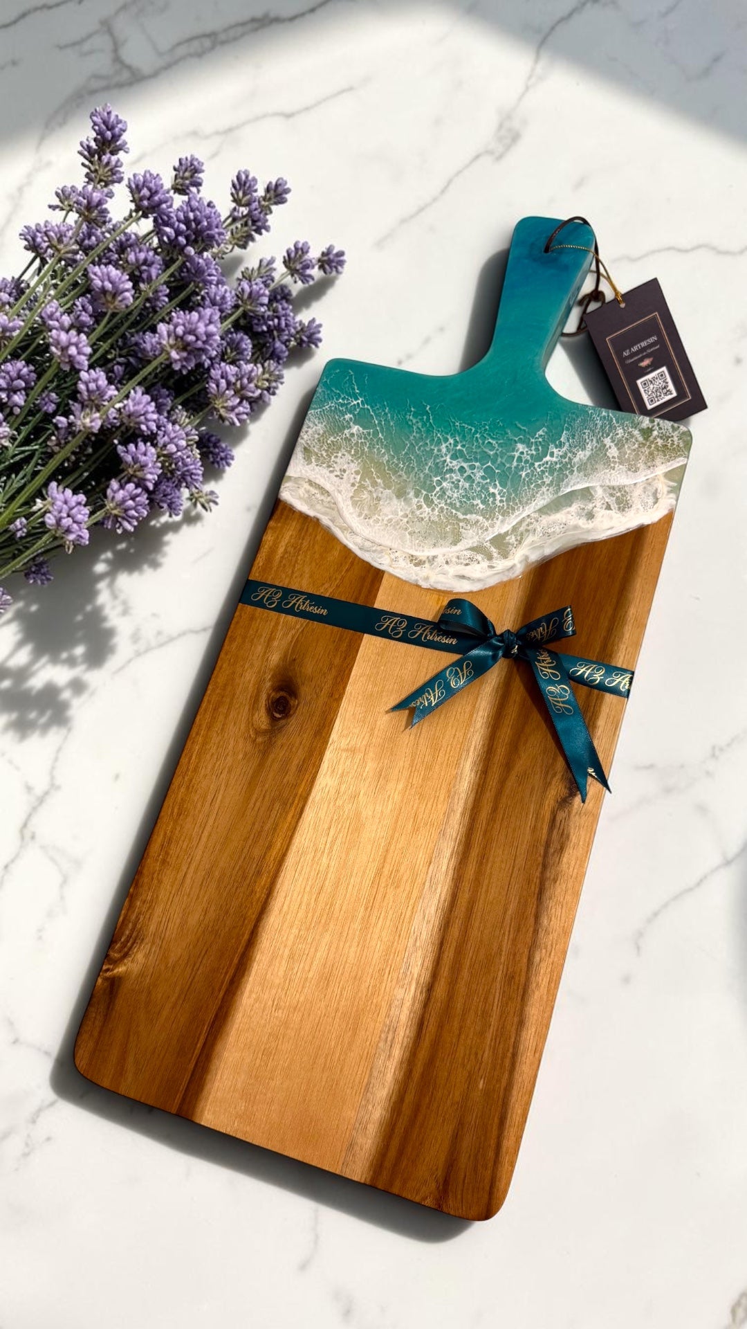 Coastal Wave Serving Board – Ocean-Inspired Handmade Wooden Board