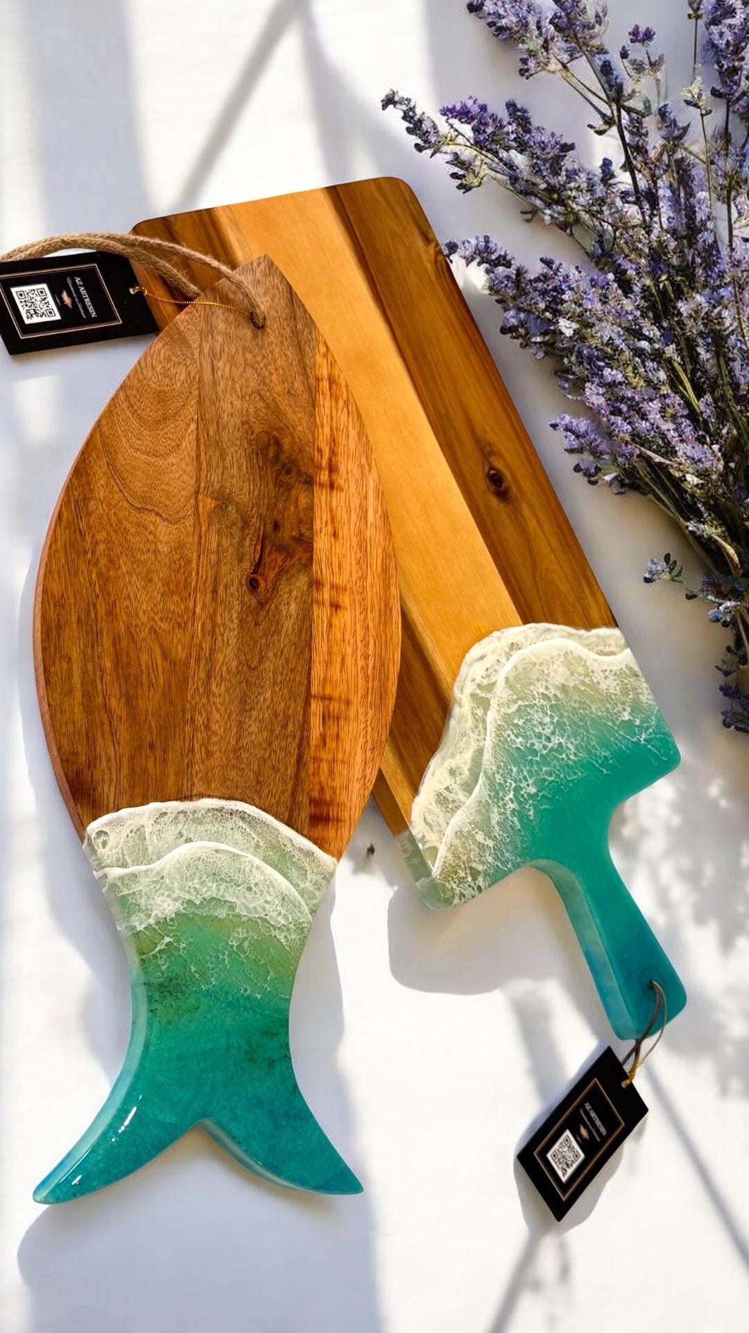 Coastal Wave Serving Board – Ocean-Inspired Handmade Wooden Board