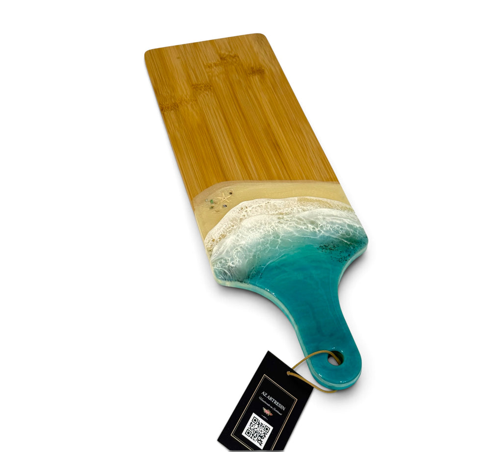 Tropical Beach Art Serving Board / Handmade Ocean-Inspired Board