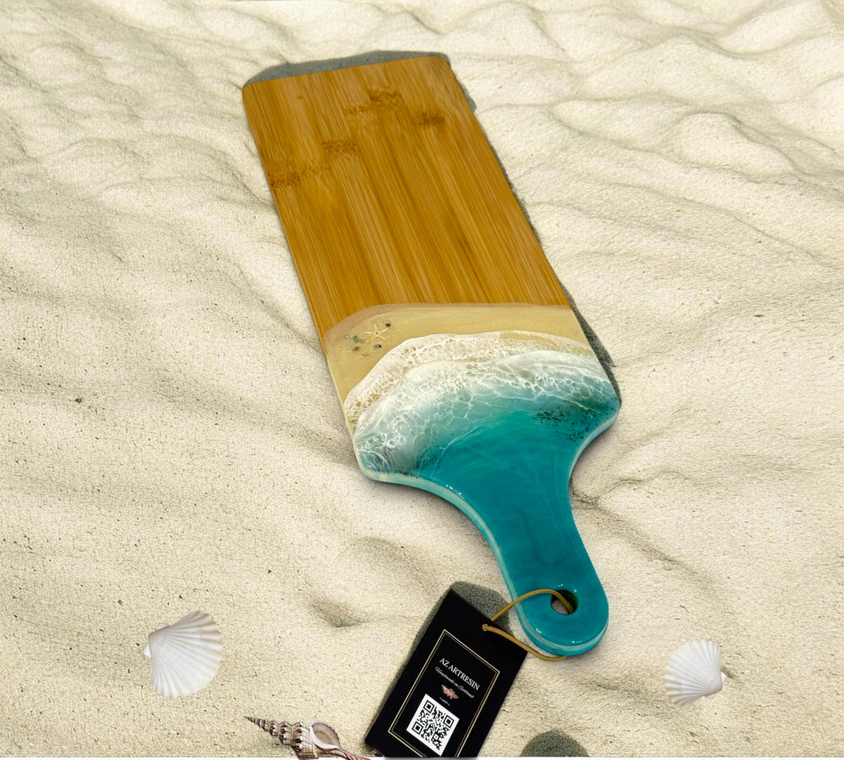 Tropical Beach Art Serving Board / Handmade Ocean-Inspired Board