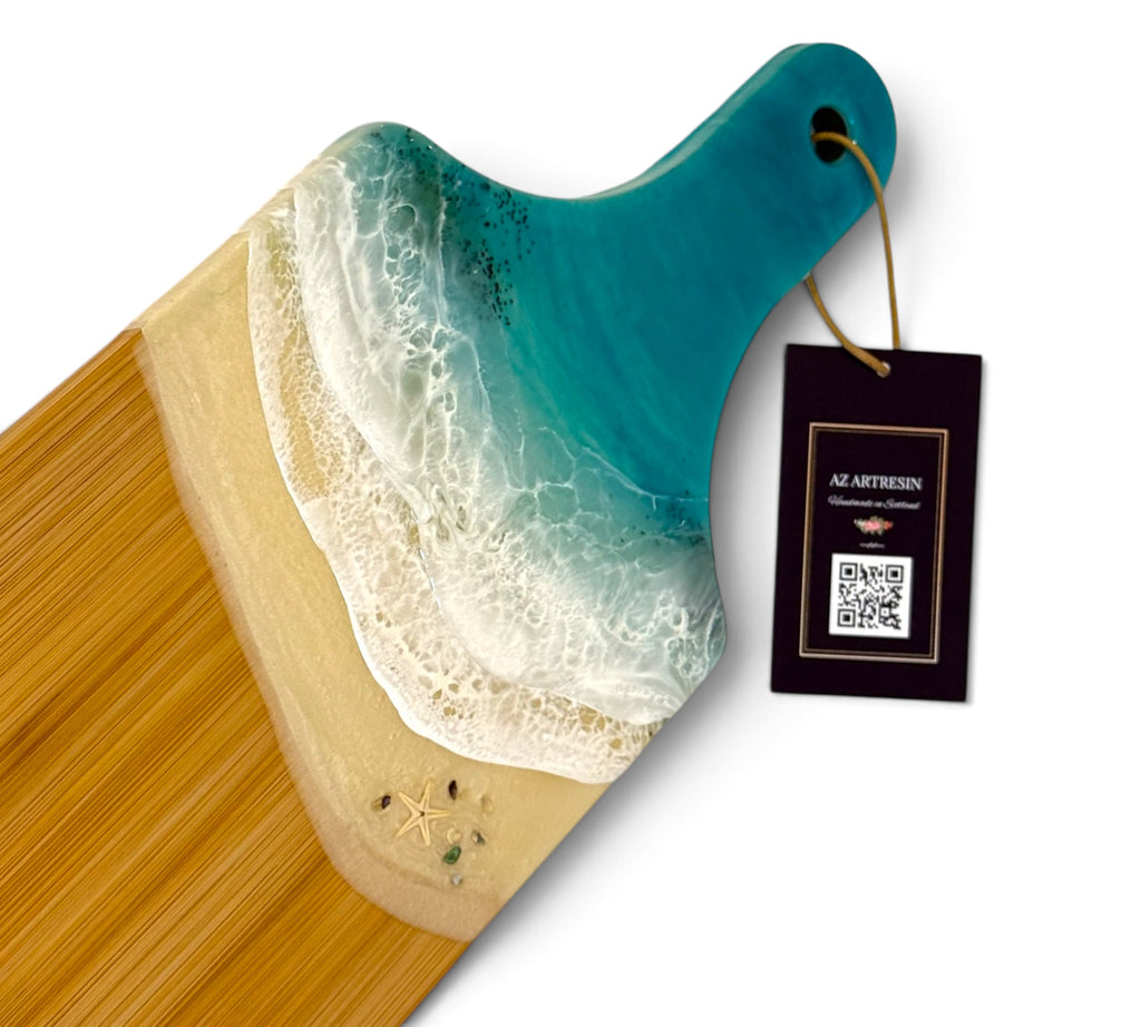 Tropical Beach Art Serving Board / Handmade Ocean-Inspired Board