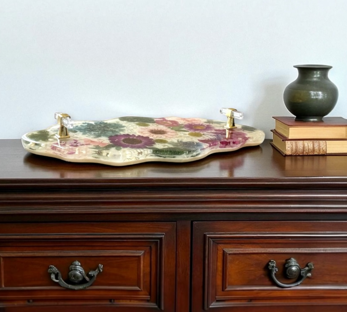 Handcrafted Floral Tray with Ethically Sourced Dried Flowers