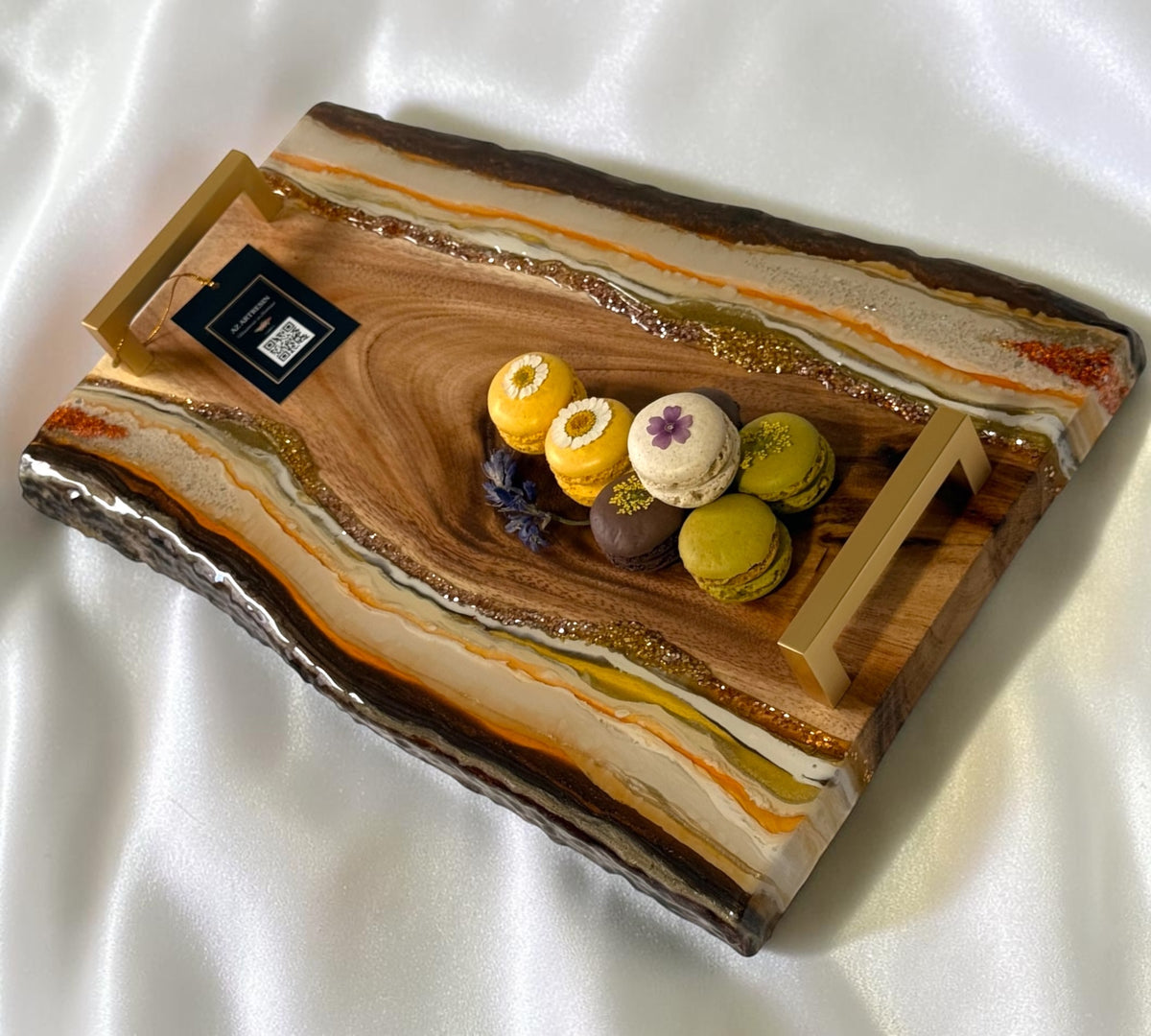Handcrafted Geode & Wood Serving & Decorative Tray